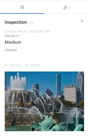 Inspection record with photo attachment and priority field